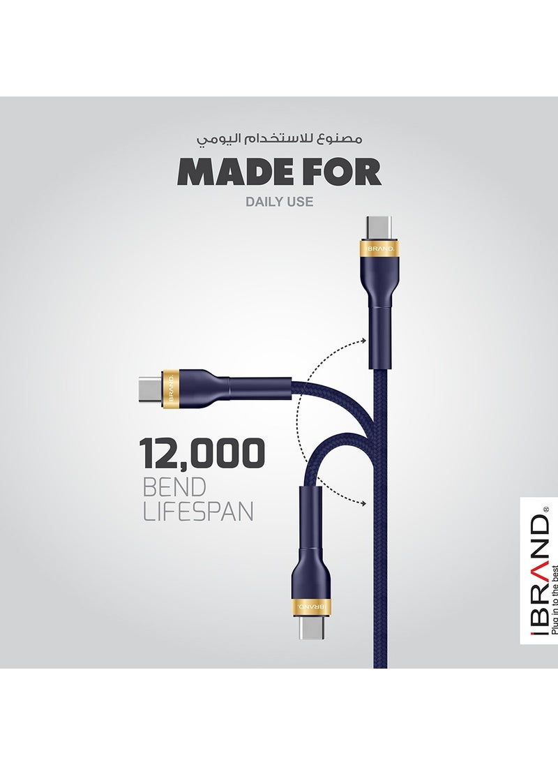 أي براند كابل iBRAND Power Delivery عالي السرعة USB من النوع C إلى النوع C 100 سم (أسود)  - Image 3