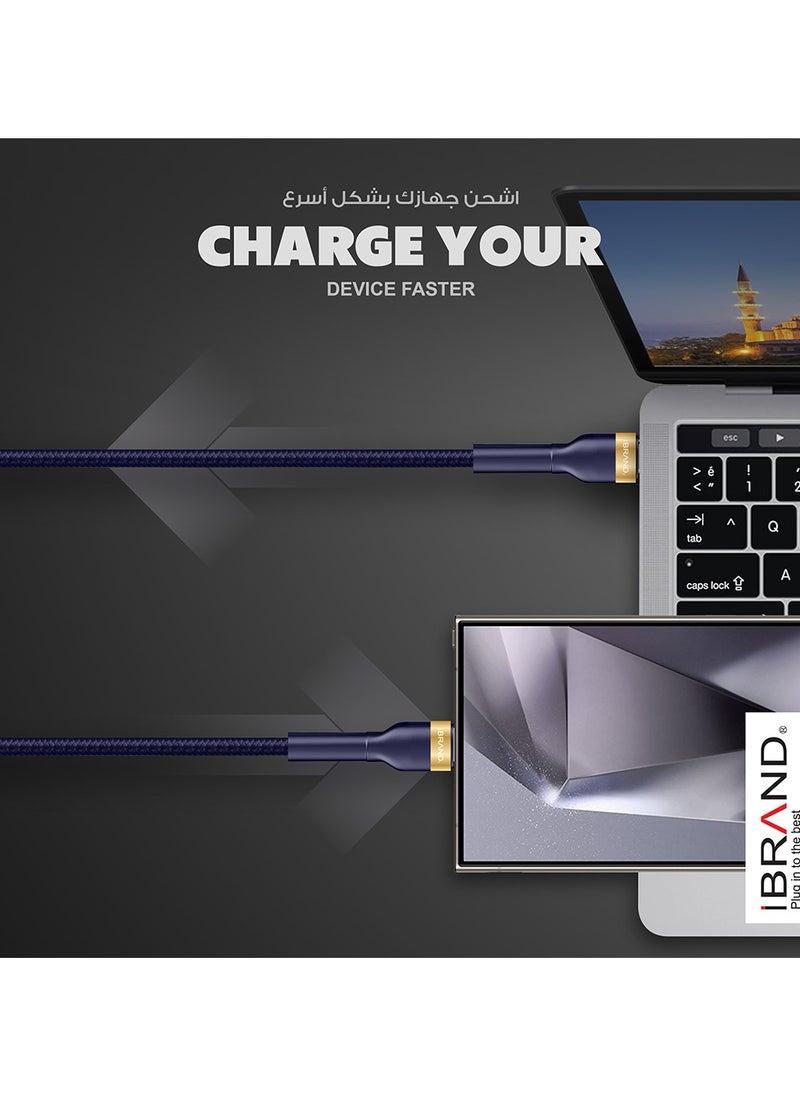 أي براند كابل iBRAND Power Delivery عالي السرعة USB من النوع C إلى النوع C 100 سم (أسود)  - Image 4