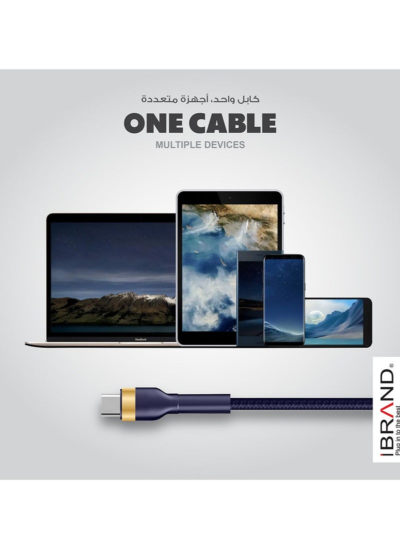 أي براند كابل iBRAND Power Delivery عالي السرعة USB من النوع C إلى النوع C 100 سم (أسود)  - Image 5