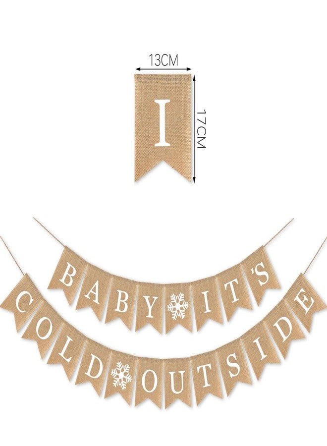 Ozekov 7-gost Burlap Baby It's Cold Outside Banner Baby Shower Party Winter Decoration Supplies - Image 5