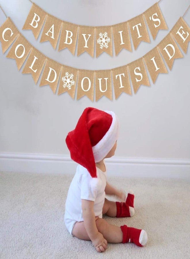 Ozekov 7-gost Burlap Baby It's Cold Outside Banner Baby Shower Party Winter Decoration Supplies - Image 3