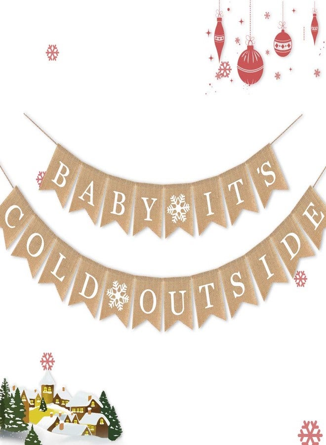 Ozekov 7-gost Burlap Baby It's Cold Outside Banner Baby Shower Party Winter Decoration Supplies - Image 2