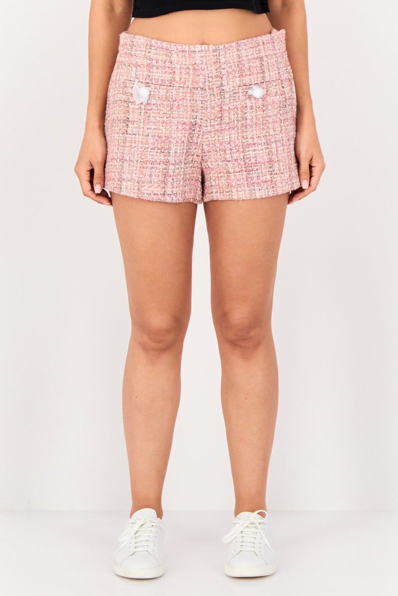 Lime Women Textured Basic Shorts, Multicolor - Image 1