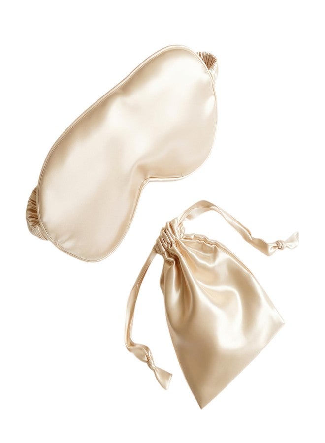 QSYW [1 Pack] QSYW Sleep Masks, Satin Eye Mask for Sleeping - Silky Eye Masks Bulk with Storage Bag & Elastic Strap,Beige - Image 1