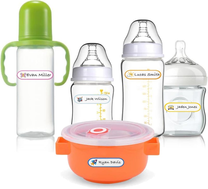 Coowayze Waterproof Baby Bottle Labels for Daycare, 80PCS School Supplies Name Labels for Kids Stuff Personalized, Dishwasher Safe, Self Laminating, Preschool Toddler Name Stickers Tags for Sippy Cup Lunch Box - Image 5