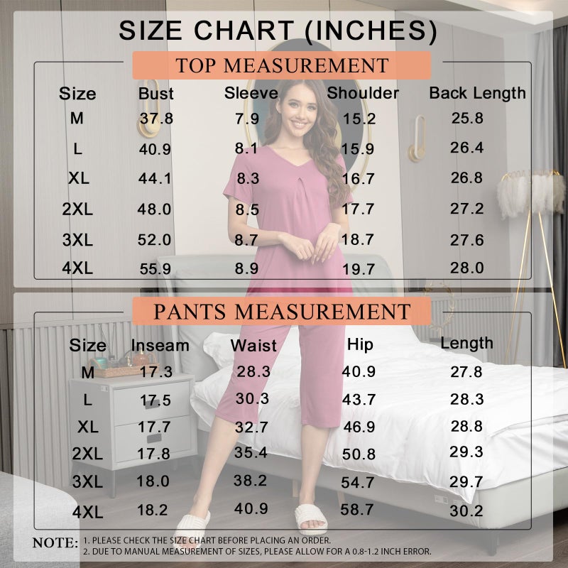 Anyally Women's Summer Pajama Set Plus Size Short Sleeve Shirt and Pajama Pants 2 Piece Sleepwear Pleated Ladies Pjs Sets with Pockets, XL Star Grey - Image 5