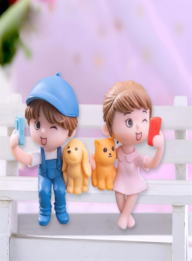 ascension Adorable Couple Mini Statues Taking Selfie for Girlfriend Boyfriend Husband Wife Couple Miniatures for Your Love Valentines Gift Items Miniature Long Distance Relationship Gifts - Image 2