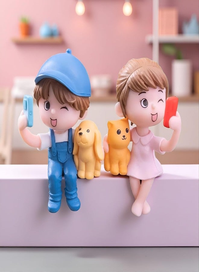 ascension Adorable Couple Mini Statues Taking Selfie for Girlfriend Boyfriend Husband Wife Couple Miniatures for Your Love Valentines Gift Items Miniature Long Distance Relationship Gifts - Image 1