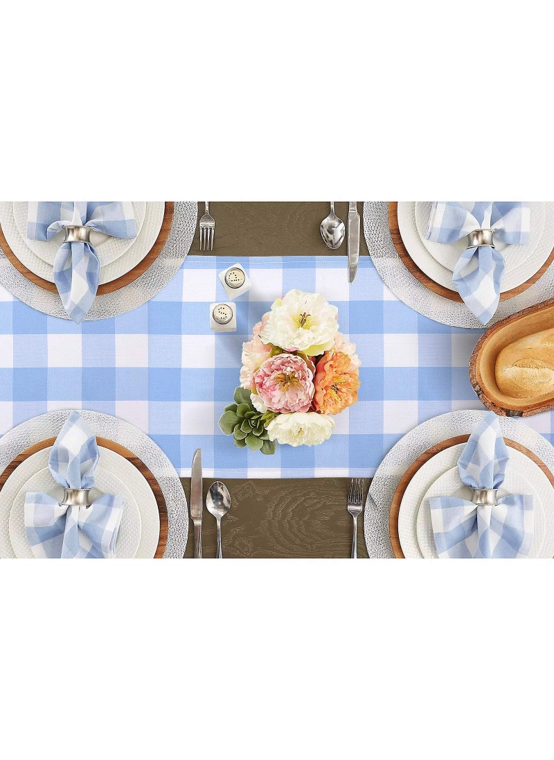 yuboo yuboo Light Blue and White Gingham Table Runner 72 inches Long  Buffalo Plaid Check Table Cloth Party Suppliers for Farmhouse Rustic Birthday Wedding Holiday Party Decoration Easter Spring Table Decor  - Image 4