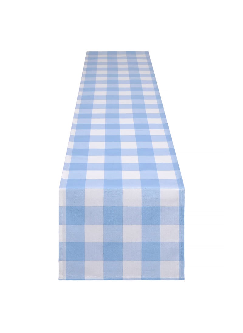 yuboo yuboo Light Blue and White Gingham Table Runner 72 inches Long  Buffalo Plaid Check Table Cloth Party Suppliers for Farmhouse Rustic Birthday Wedding Holiday Party Decoration Easter Spring Table Decor  - Image 1