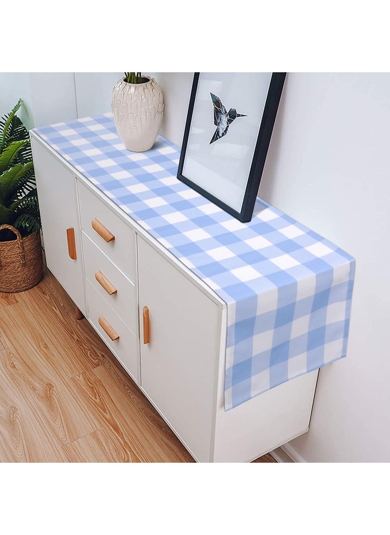 yuboo yuboo Light Blue and White Gingham Table Runner 72 inches Long  Buffalo Plaid Check Table Cloth Party Suppliers for Farmhouse Rustic Birthday Wedding Holiday Party Decoration Easter Spring Table Decor  - Image 3