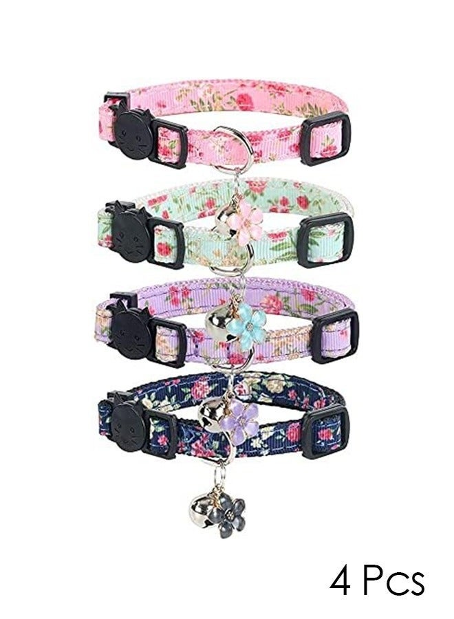 Breakaway Cat Collar with Bell, 4 Pack Safety Adjustable Cat Collars Set - Image 1