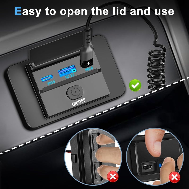 Ouffun 2 Pack 90W 12 Volt USB Outlet Panel Wall Mount Dual 36W PD & QC3.0 18W Car USB Port Charger Socket with Dual 65W USB C Cable for Car Bus RV Truck - Image 5
