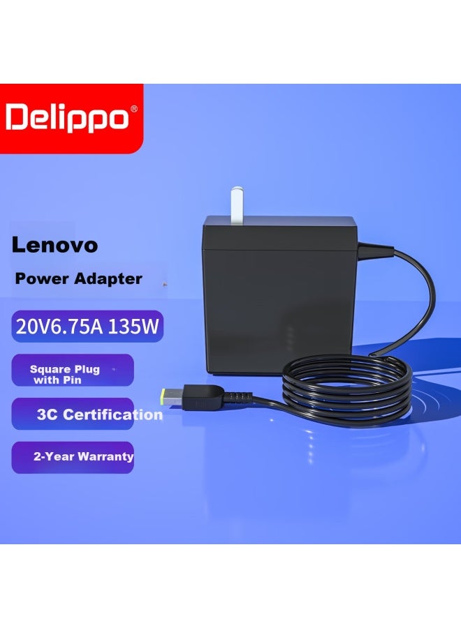Delippo Lenovo Laptop Power Adapter 20v 6.75a 135w For Legion R720 Y7000 P1 R720 P51 Portable Gallium Nitride Charger Cable - Image 1