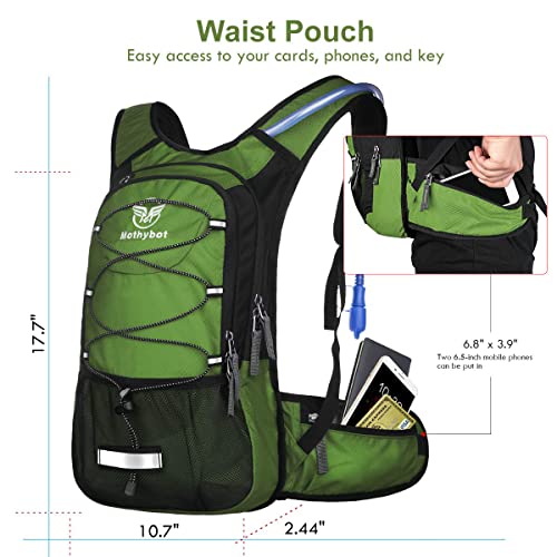 Mothybot Insulated Hydration Backpack Pack with 3L BPA Free Leak Proof Water Bladder, Large Storage Lightweight Hiking Daypack with Waist Pouches & Cooler Layer, for Running, Biking, Camping, Festival - Image 4