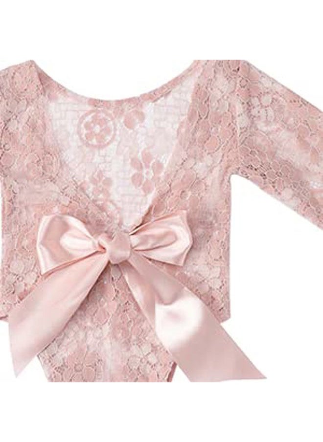 ForBaysy Infant Newborn Photography Props Girl Outfit Lace Romper with Cute Flower Headband Newborn Dress Posing Props  - Image 5