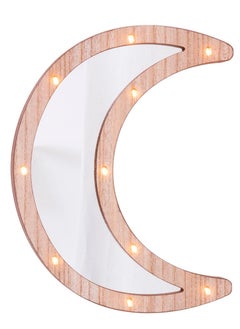 Salla Wooden Crescent Moon Ramadan Decorative Mirror with LED Lights 30x22cm  - Image 1