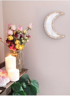 Salla Wooden Crescent Moon Ramadan Decorative Mirror with LED Lights 30x22cm  - Image 3