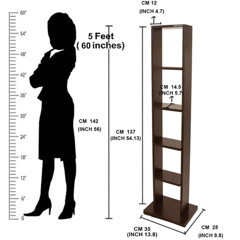 RIPPLEWUDS Evan Engineered Wood Book ShelfHome Decor Display Rack Wenge - Image 2
