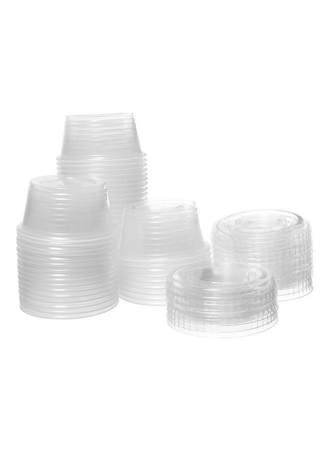 100-Pack Clear Disposable Plastic Sauce Cups with Lids – Durable, Leak-Proof Portion Containers for Dips, Dressings, Spices & Food Storage - Image 1