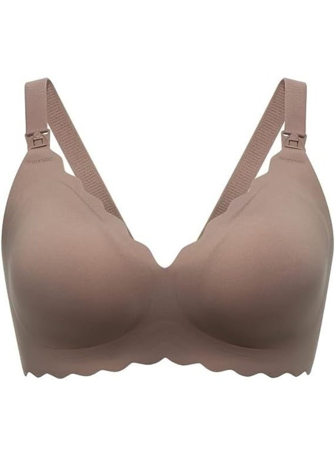 Momcozy Momcozy Jelly Strip - Seamless Floral Push Up Nursing Bra - YN46 - Dark Brown XL  - Image 1