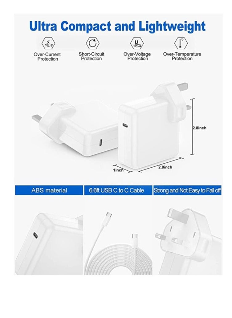 Generic - Replacement 61W USB-C Power Adapter Compatible 13" 12 Apple MacBook Pro Air IPad Fast Charger 2017 2018 2019 2020 2021 With Type-C Date Cable - Image 1