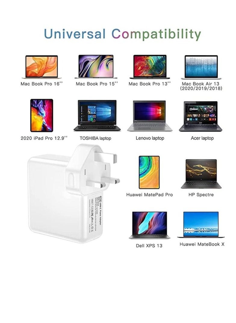 Generic - Replacement 61W USB-C Power Adapter Compatible 13" 12 Apple MacBook Pro Air IPad Fast Charger 2017 2018 2019 2020 2021 With Type-C Date Cable - Image 1