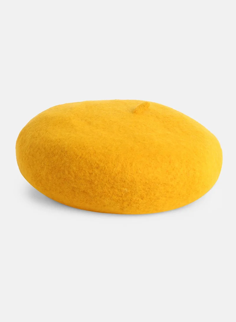 Haute Sauce Haute Sauce Women's Solid Beret Hat For Outdoor Everyday Wear | One-Size | Yellow Colour | Solid Pattern | UV Protection | Lightweight | Packable | Casual Headwear For Women & Girls