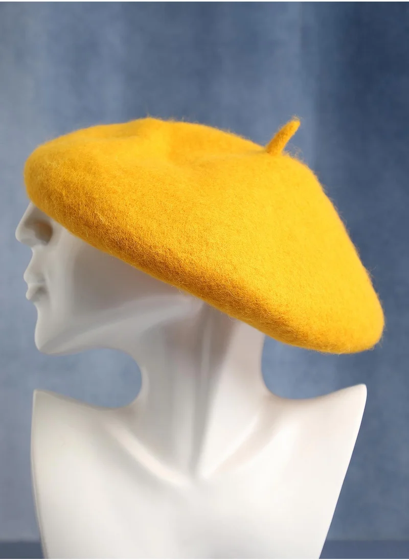 صوص هاوت Haute Sauce Women's Solid Beret Hat For Outdoor Everyday Wear | One-Size | Yellow Colour | Solid Pattern | UV Protection | Lightweight | Packable | Casual Headwear For Women & Girls