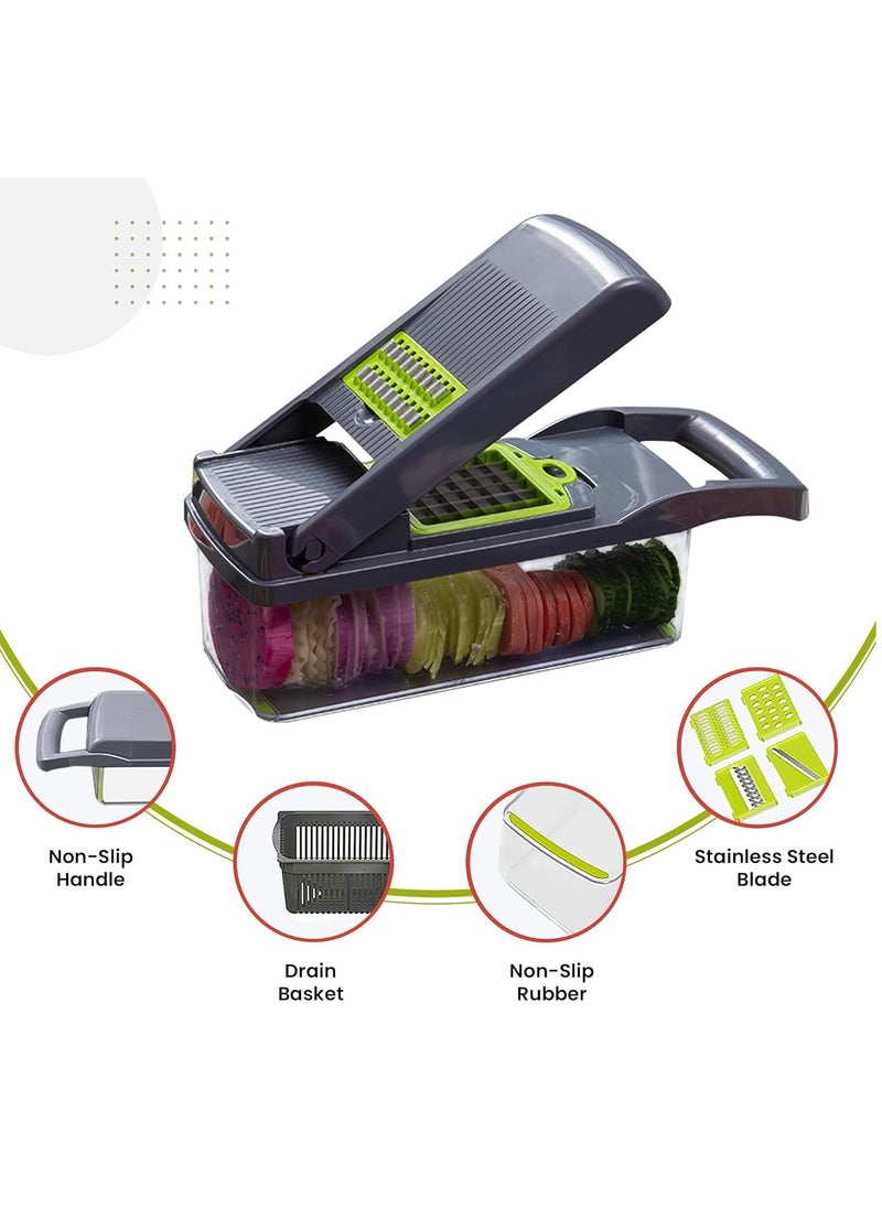 Denx Vegetable Chopper, Manual Chopper, 15 in 1 Food Chopper, 1 Main Part, with 1 Blade Kit, 1 Vegetable Box, 1 Hand Guard Garlic Paste Chopper with 1 Cleaning Brush by DINEX.  - Image 5