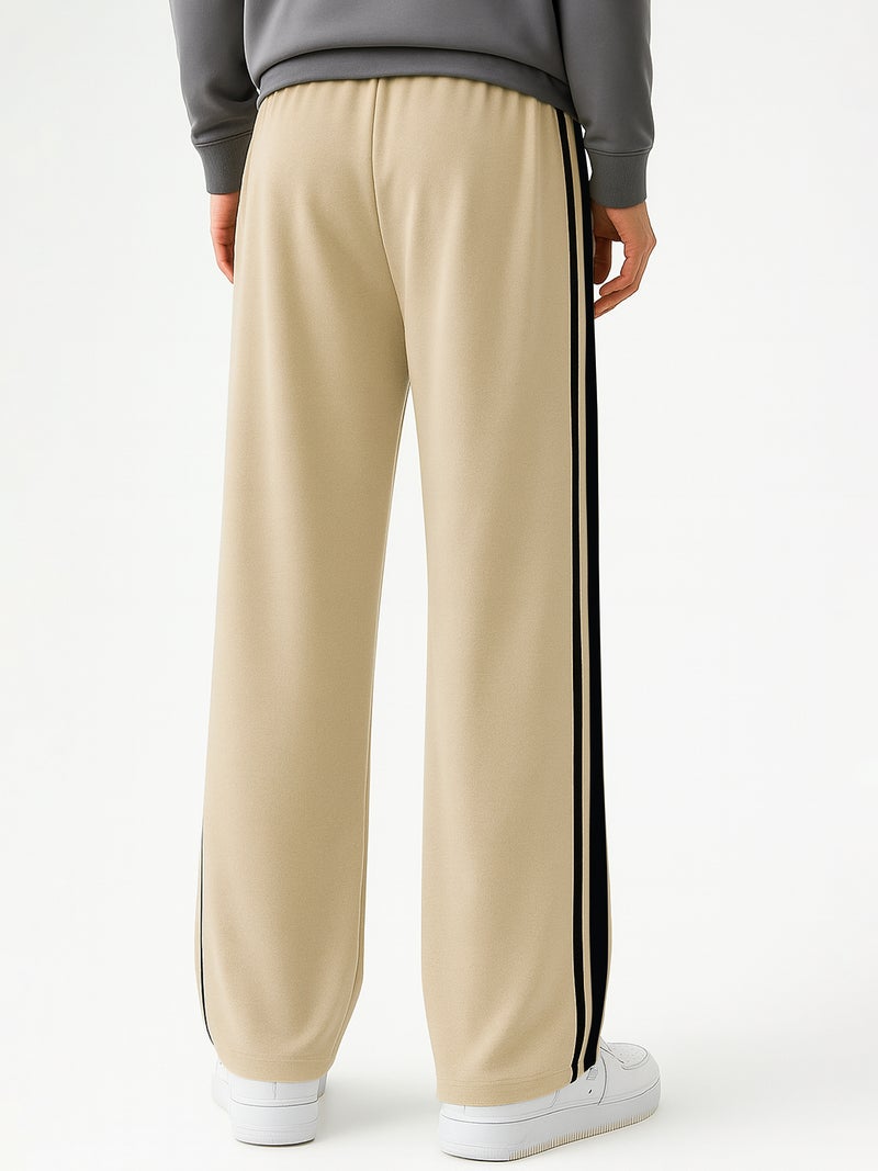 مانياك بنطلون رياضي رجالي فضفاض بلون بيج وأسود - Image 3