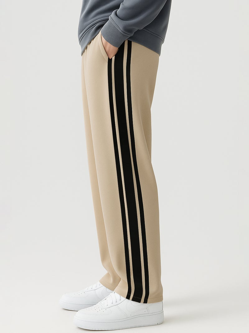 مانياك بنطلون رياضي رجالي فضفاض بلون بيج وأسود - Image 2