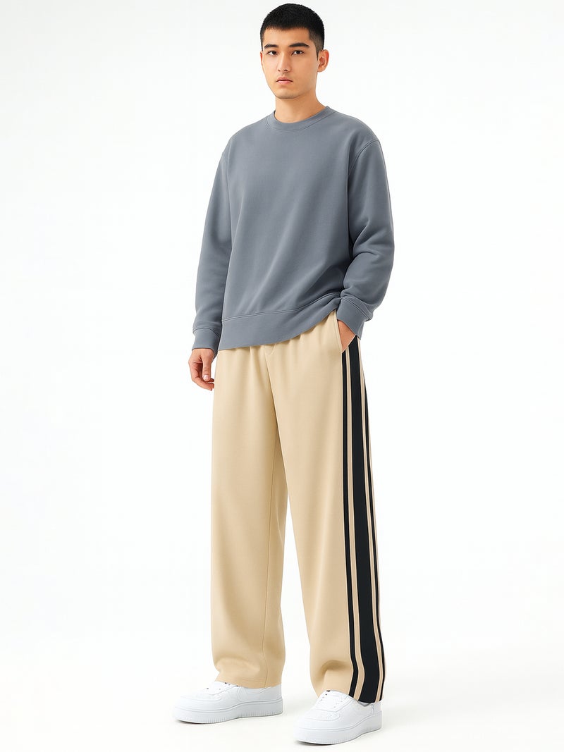 مانياك بنطلون رياضي رجالي فضفاض بلون بيج وأسود - Image 5