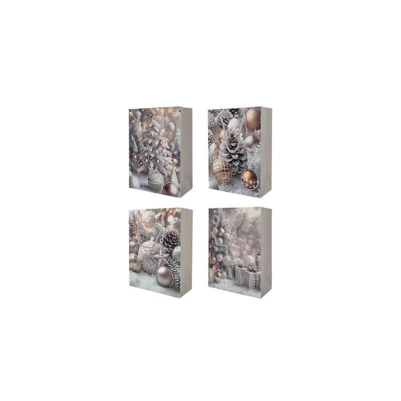 CHRISTMAS MAGIC Frosted Elegance Gift Bags Asst. Small 18x8.5x24cm 6Pcs/Pk - Image 3