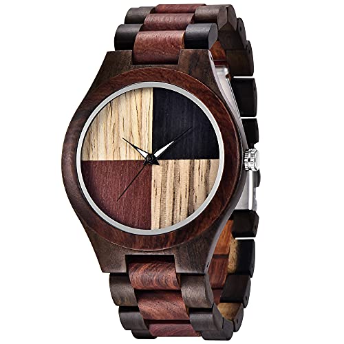 Dentily Wooden Watch Grain Handmade Wooden Watches for Men Creative Lightweight Quartz Mens Watches - Image 1