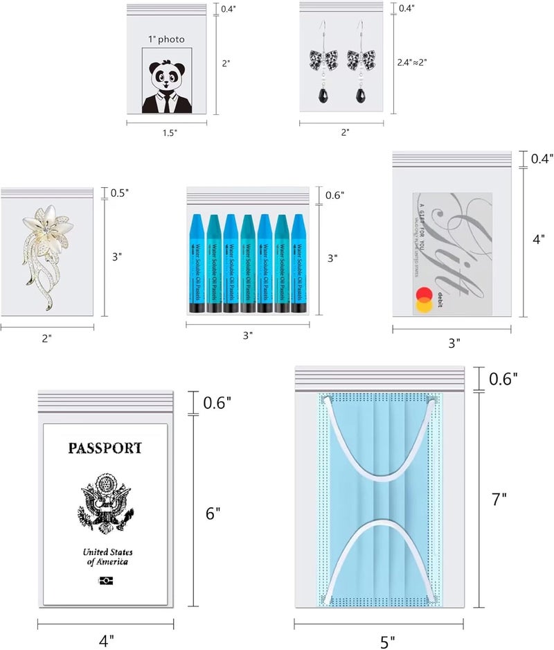 BornFeel Clear Plastic Jewelry Zip Bags 200pcs 2" x 2" Small Zipper Bags for Jewelry Clear Resealable Zipper Poly Bags 2 Mil Pills Craft Beads Coins Candy Seeds Sample (12 Sizes to Choose from) - Image 4