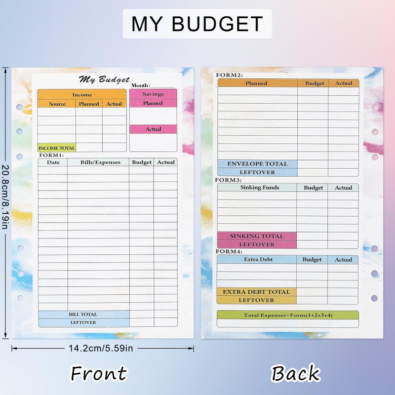 Toplive 3 Pack A5 Planner Refill 82 Sheet Colored Monthly Weekly Planner Refill Paper 6 Hole Budget Sheets Expense Tracker Inserts for A5 Binder Cover Bill Saving Organizer, Colorful - Image 4