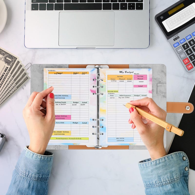 Toplive 3 Pack A5 Planner Refill 82 Sheet Colored Monthly Weekly Planner Refill Paper 6 Hole Budget Sheets Expense Tracker Inserts for A5 Binder Cover Bill Saving Organizer, Colorful - Image 5