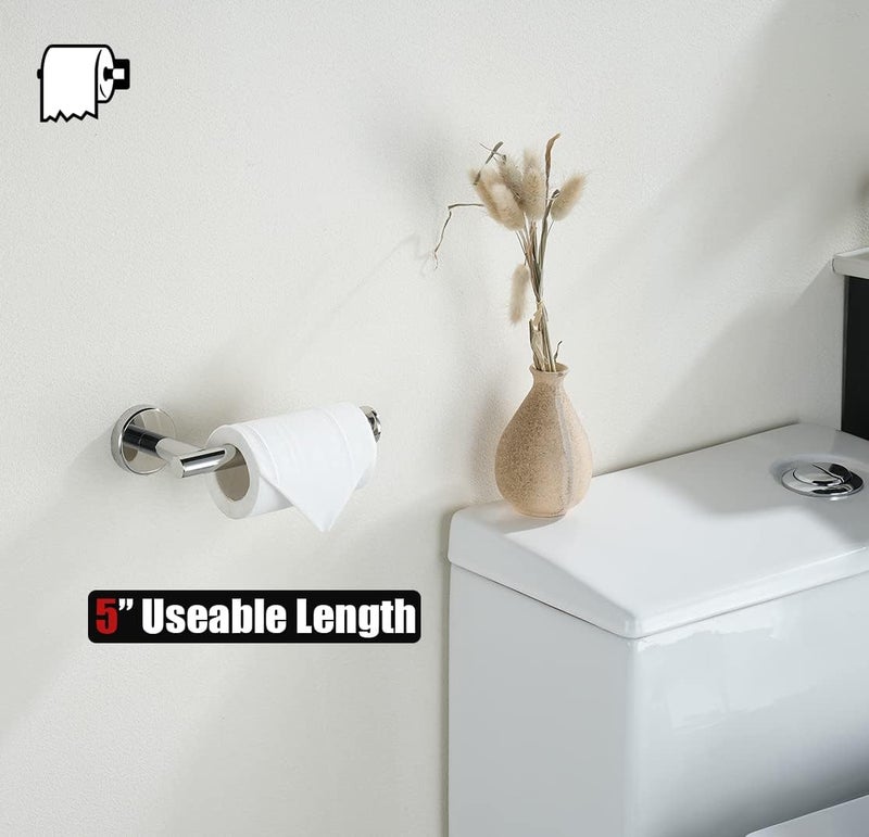 JQK Chrome Toilet Paper Holder, 5 Inch 304 Stainless Steel Thick 8mm Tissue Paper Dispenser for Bathroom, Hold Mega Rolls, Polished Chrome Wall Mount, TPH120-CH - Image 4