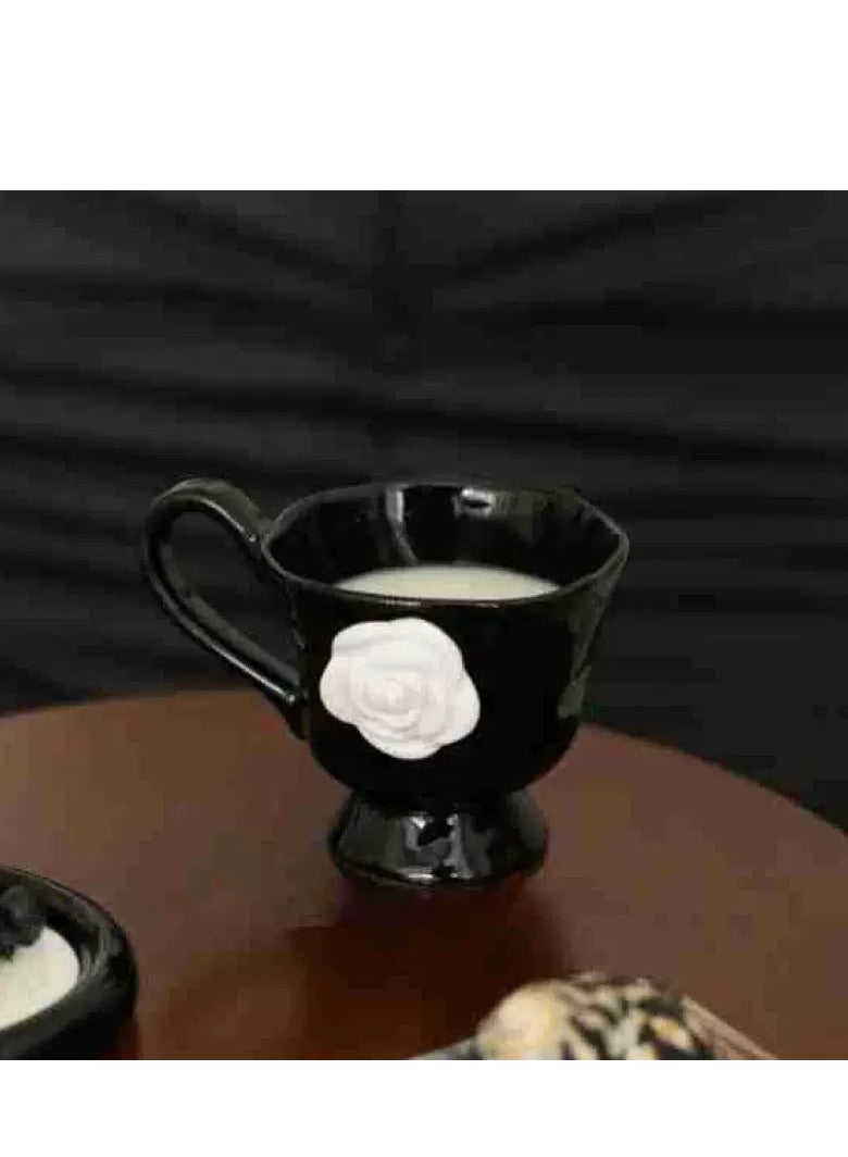 جوسكوين فنجان قهوة كامليليا، كوب سيراميك للشاي بعد الظهر، كوب مارك بتصميم ظلي لزهرة الكاميليا، كوب ماء للاستخدام المنزلي والمكتب، كوب إفطار إبداعي للحليب والقهوة لللاتيه، الشاي، الحليب، والأسود. - Image 3
