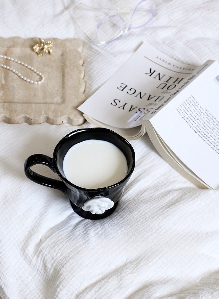 جوسكوين فنجان قهوة كامليليا، كوب سيراميك للشاي بعد الظهر، كوب مارك بتصميم ظلي لزهرة الكاميليا، كوب ماء للاستخدام المنزلي والمكتب، كوب إفطار إبداعي للحليب والقهوة لللاتيه، الشاي، الحليب، والأسود. - Image 5