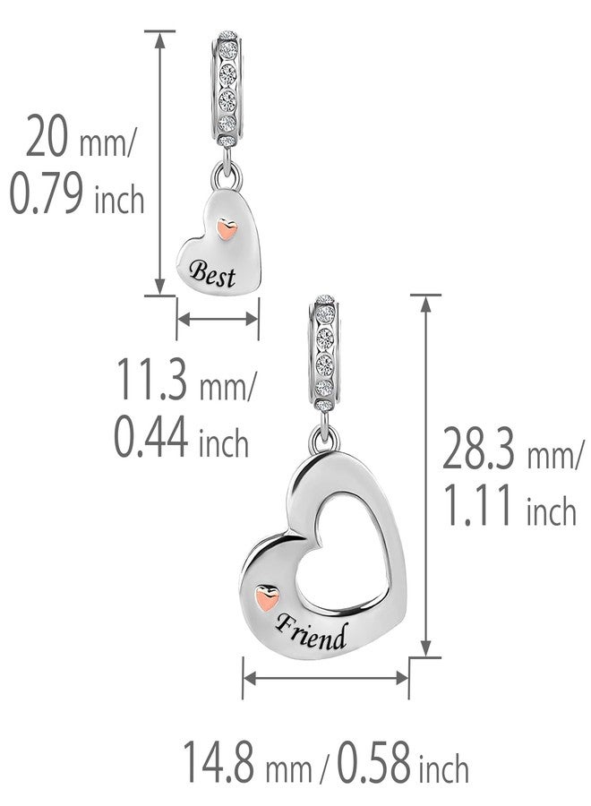 MiiFort Mother Daughter Pair of Hearts Dangle Charm fits Pandora Charms Moments Bracelets Birthday Jewelry Love Gift Rose Gold Heart Matching Set - Image 5