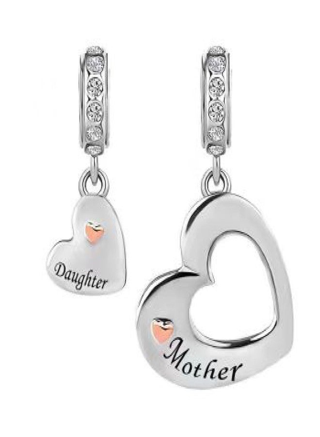MiiFort Mother Daughter Pair of Hearts Dangle Charm fits Pandora Charms Moments Bracelets Birthday Jewelry Love Gift Rose Gold Heart Matching Set - Image 1
