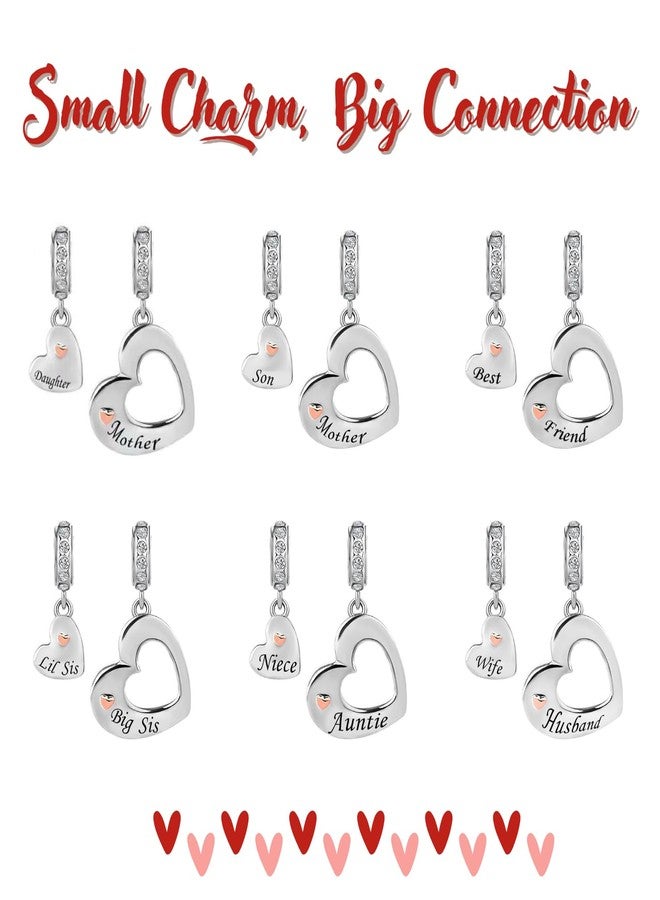 MiiFort Mother Daughter Pair of Hearts Dangle Charm fits Pandora Charms Moments Bracelets Birthday Jewelry Love Gift Rose Gold Heart Matching Set - Image 2