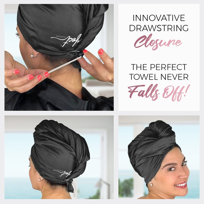 THE PERFECT HAIRCARE Microfiber Hair Towel Wrap for Women - Gift and Travel - Smooth like Silk - Curly, Wavy, Straight Hair Girls - Plopping Essential - Anti-Frizz, Fast Drying, Works Better than a T-Shirt - Image 5