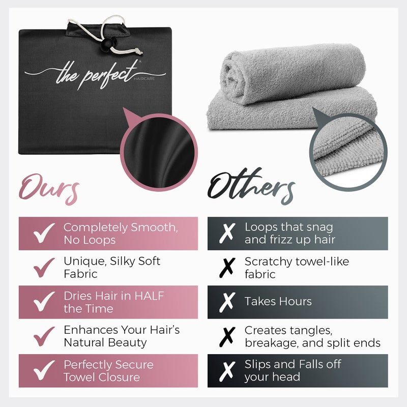 THE PERFECT HAIRCARE Microfiber Hair Towel Wrap for Women - Gift and Travel - Smooth like Silk - Curly, Wavy, Straight Hair Girls - Plopping Essential - Anti-Frizz, Fast Drying, Works Better than a T-Shirt - Image 2
