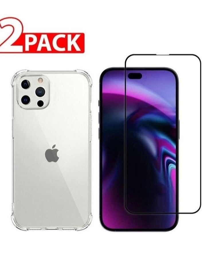 2Pack for iPhone 14 Pro Clear Case and Screen Protector 360 Degree Front and Back Protection Shockproof Soft TPU with Anti-Scratch Tempered Glass 6.1 inch - Image 2