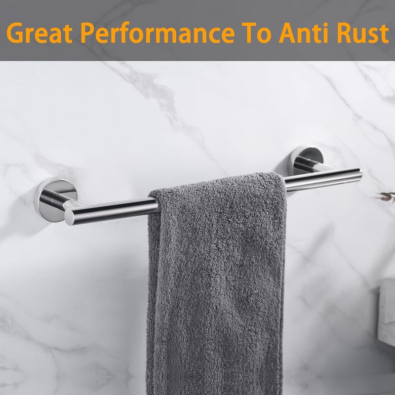 Nolimas Polished Chrome Bath Towel Bar Single Bars Towel Rack Rod Classic Wall Mounted Stainless Steel Bathroom Towel Bar Toilet Kitchen Towel Shelf Single Layer,18inch - Image 5