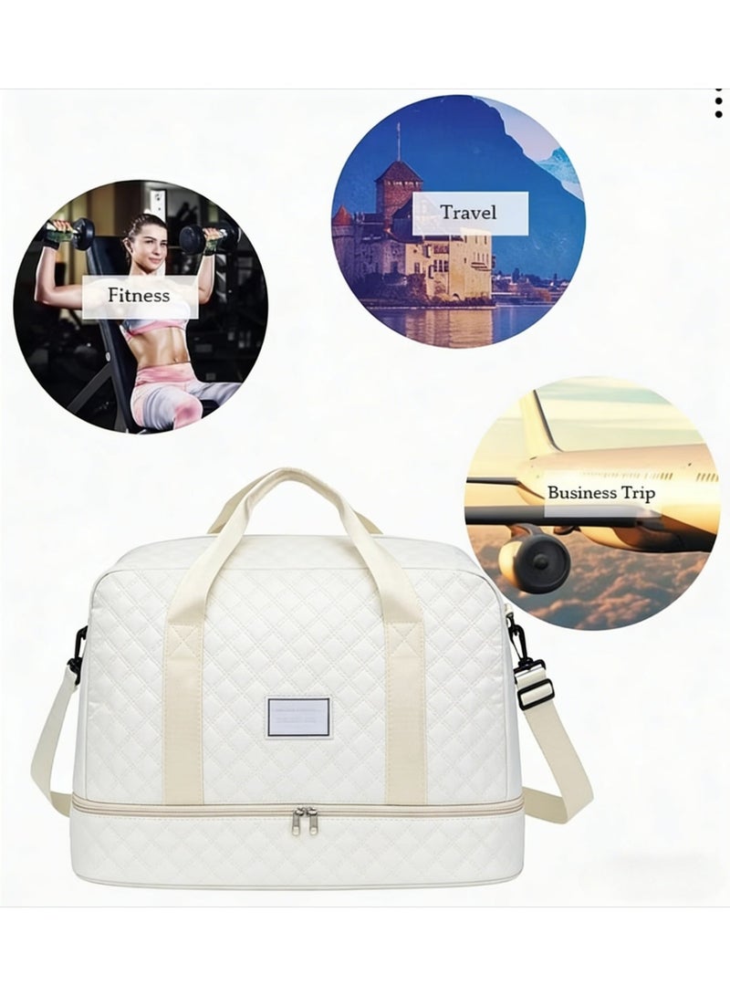 CKIKH travel bags and sports/fitness bags with shoe compartments can be worn as a single shoulder or double shoulder. These lightweight and fluffy tote bags feature compartments and are suitable for travel, work, and fitness use. - Image 3