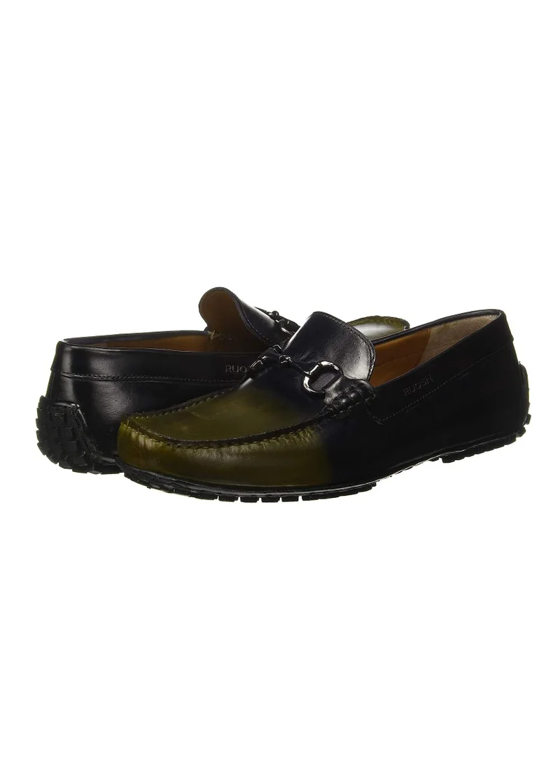 RUOSH Mens Innovative Dual Tone Loafer Slip on Driving Comfort Leather Work Office Formal Occasion Party Casual Wear Italian Design Anti Skid Padded Insole Fashion Premium Shoes